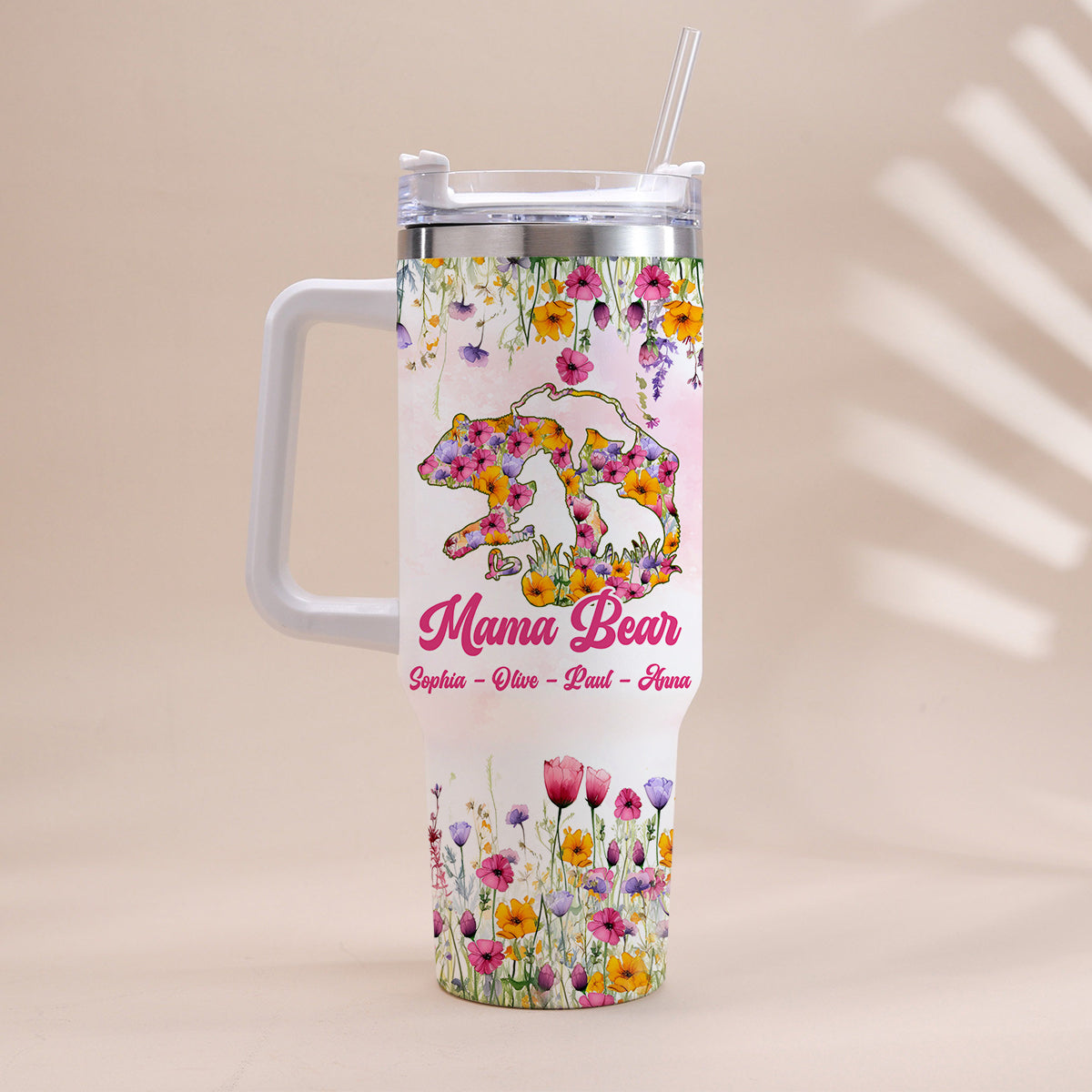 Mama Bear - Personalized Mother Tumbler With Handle
