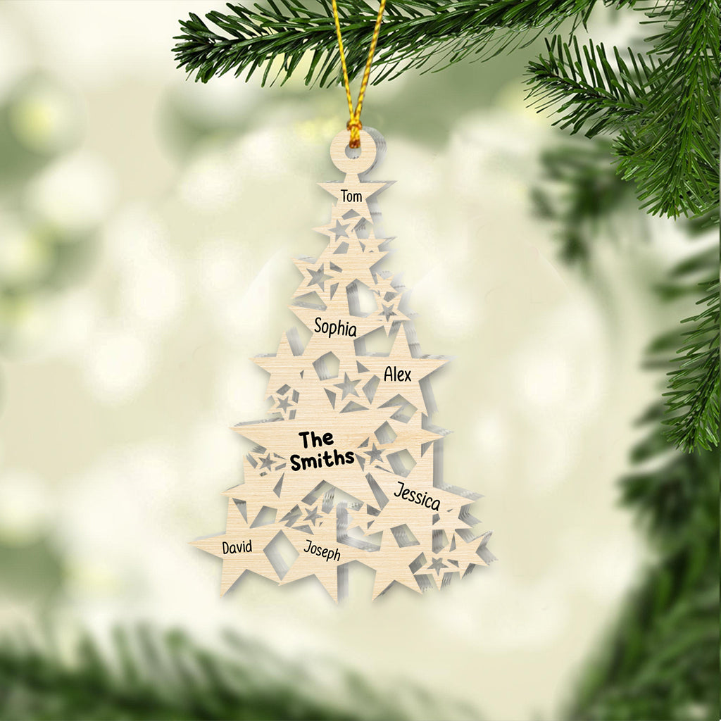 Weihnachtsbaum mit Sternen, personalisierten Familiennamen – Individuell gestalteter Familienschmuck