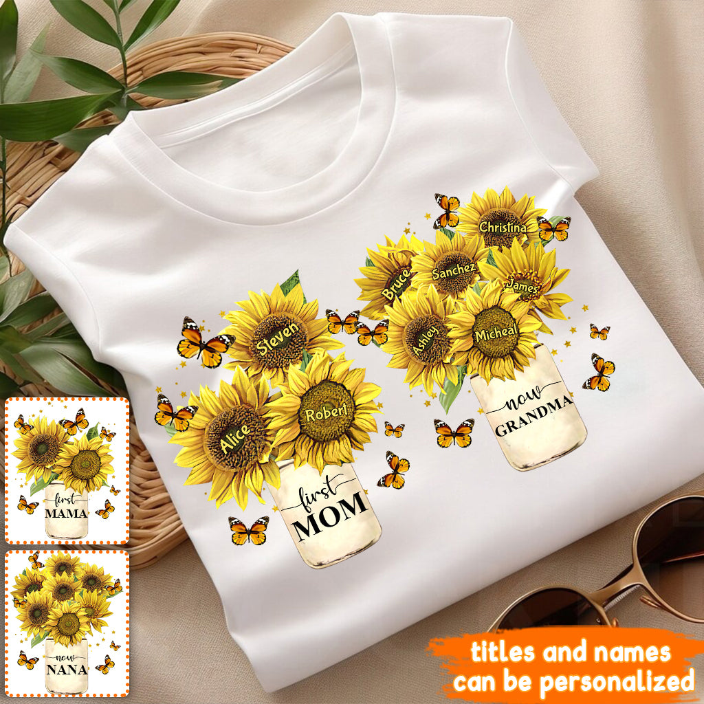 First Mom Now Grandma - Personalized Grandma T-shirt And Hoodie