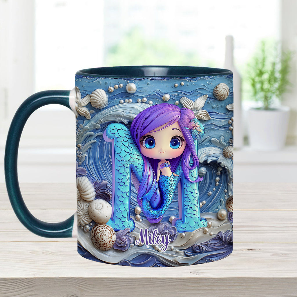 Mug personnalisé pour enfant avec une magnifique lettre sirène