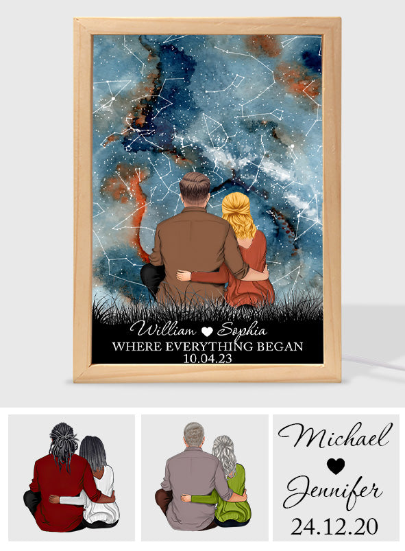 Where Everything Began - Personalized Couple Picture Frame Light Box