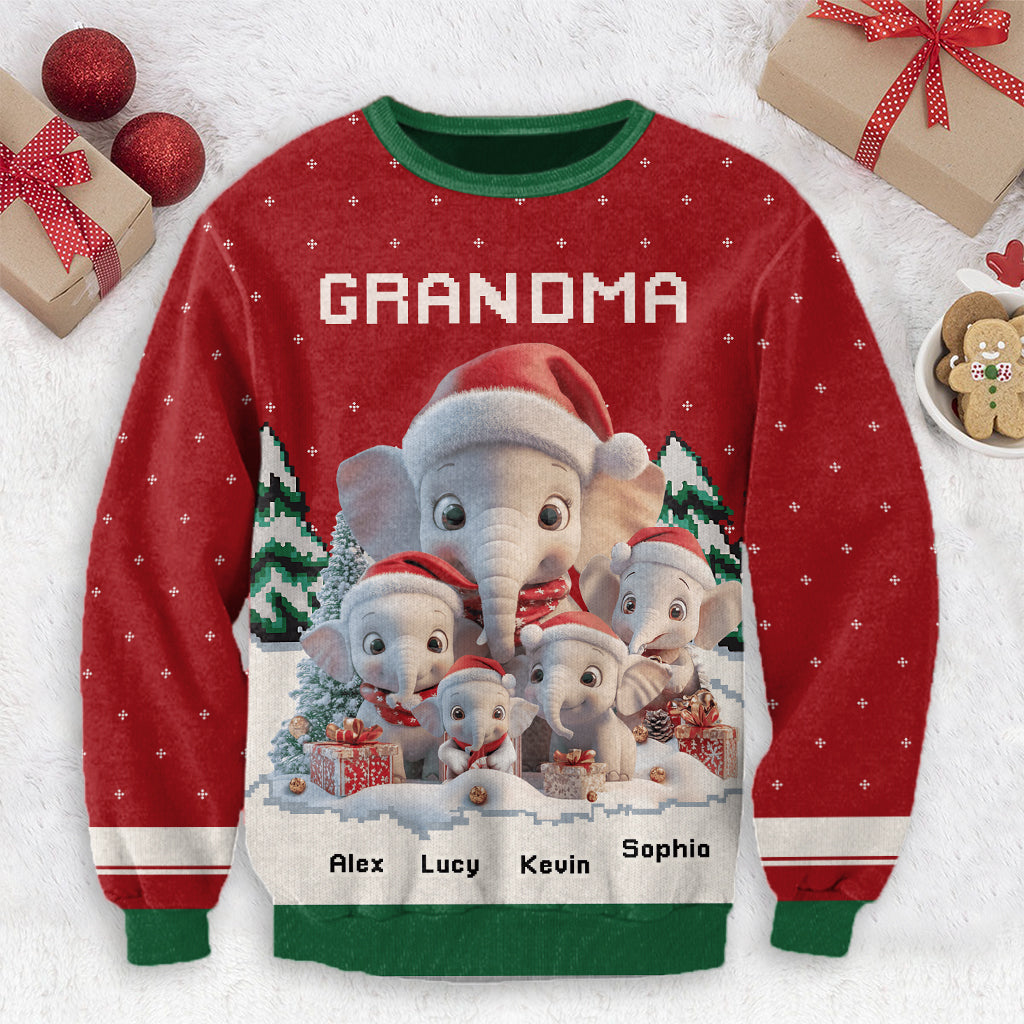 Beliebiger Titel: Niedlicher Elefant – Personalisierter Oma-Pullover