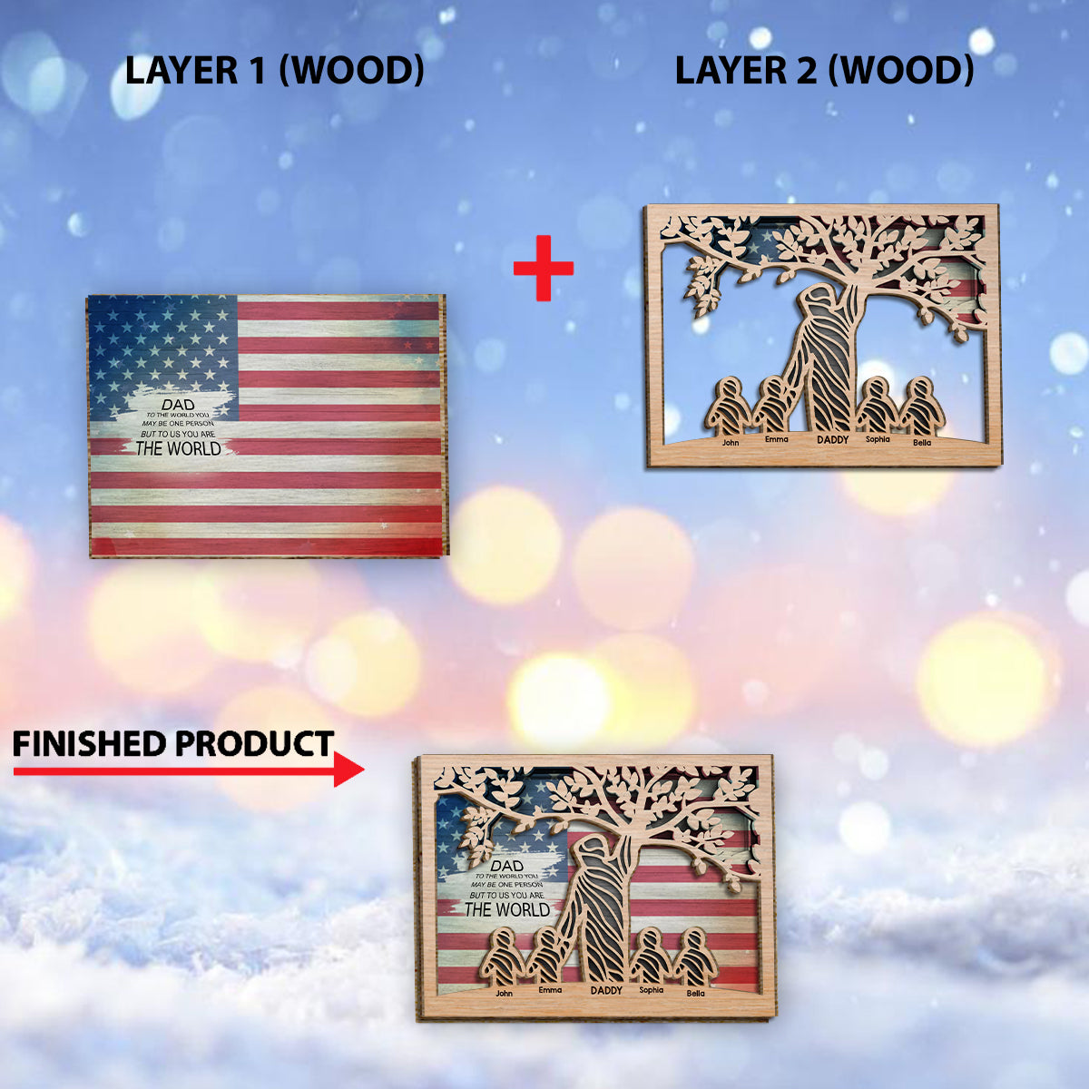 To Us You Are The World - Personalized Father 2 Layered Wood Sign / Wood Plaque