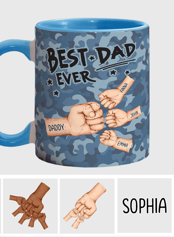 Best Dad Ever Camo Pattern Fist Bump - Personalized Father Accent Mug