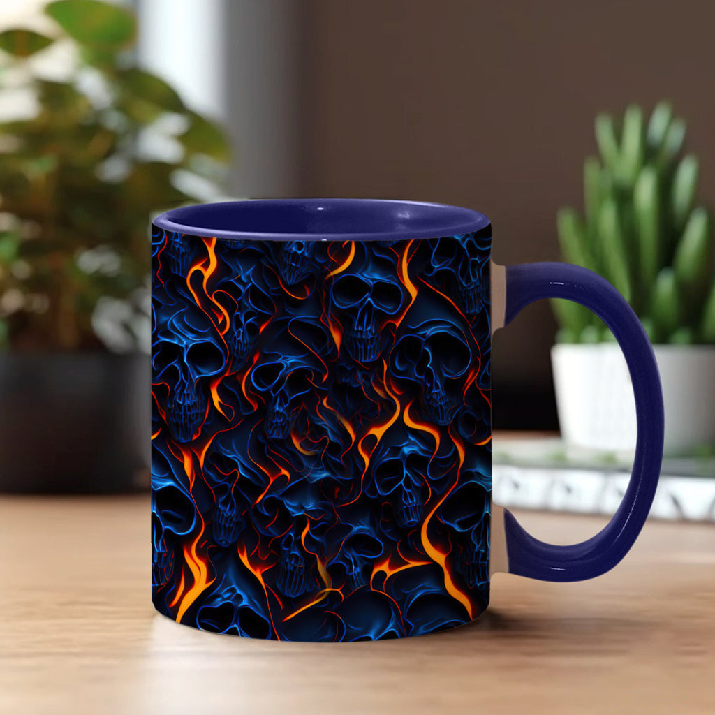 Flame Fire Skull - Personalized Skull Accent Mug
