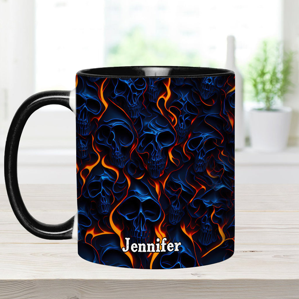 Flame Fire Skull - Personalized Skull Accent Mug