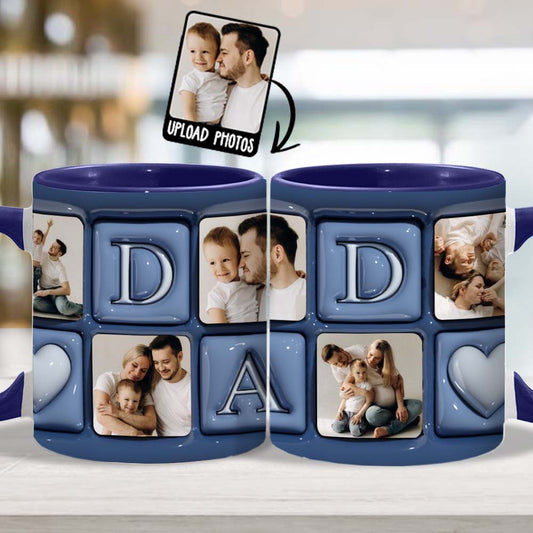 Upload Photo Father And Children - Personalized Father Accent Mug