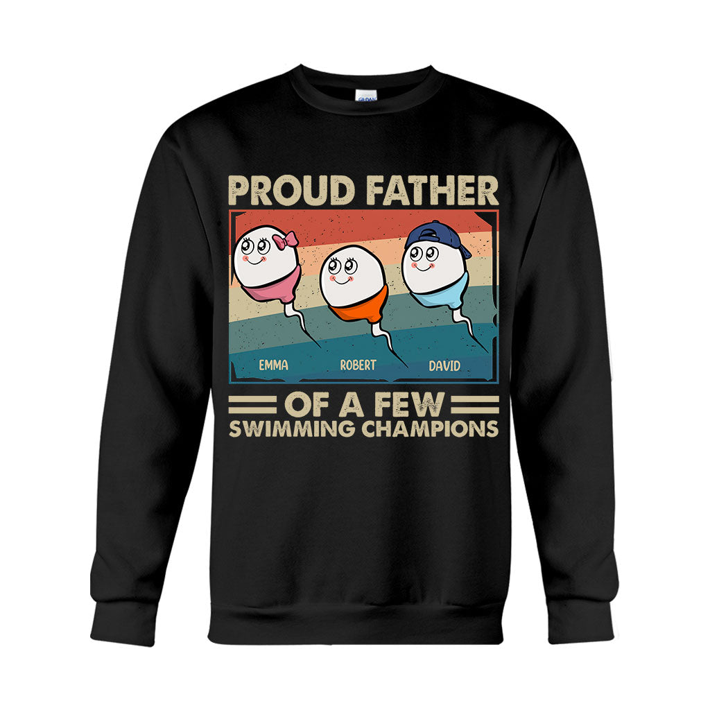 Proud Father Mother Of A Few Swimming Champions - Personalized Father T-shirt And Hoodie