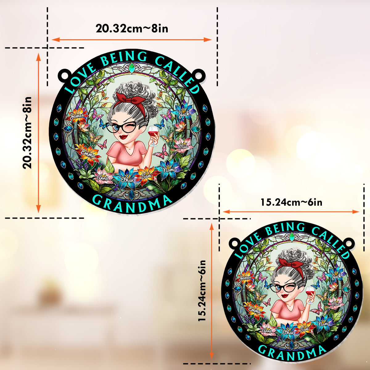 Grandma's Garden - Personalized Grandma Window Hanging Suncatcher Ornament