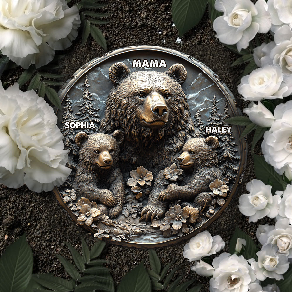 Mama Bear - Personalized Mother Round Shaped Stone