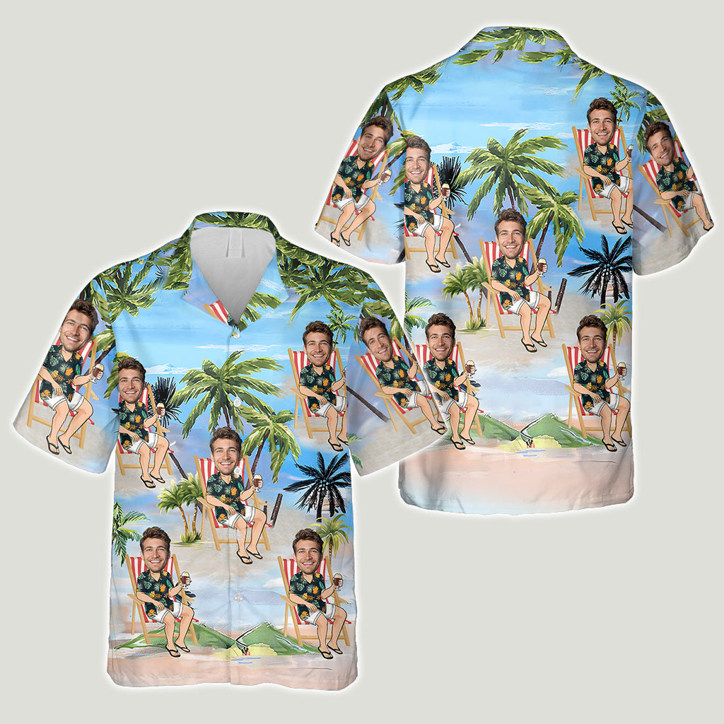 Any Face Palm Tree - Personalized Sea Lover Hawaiian Shirt