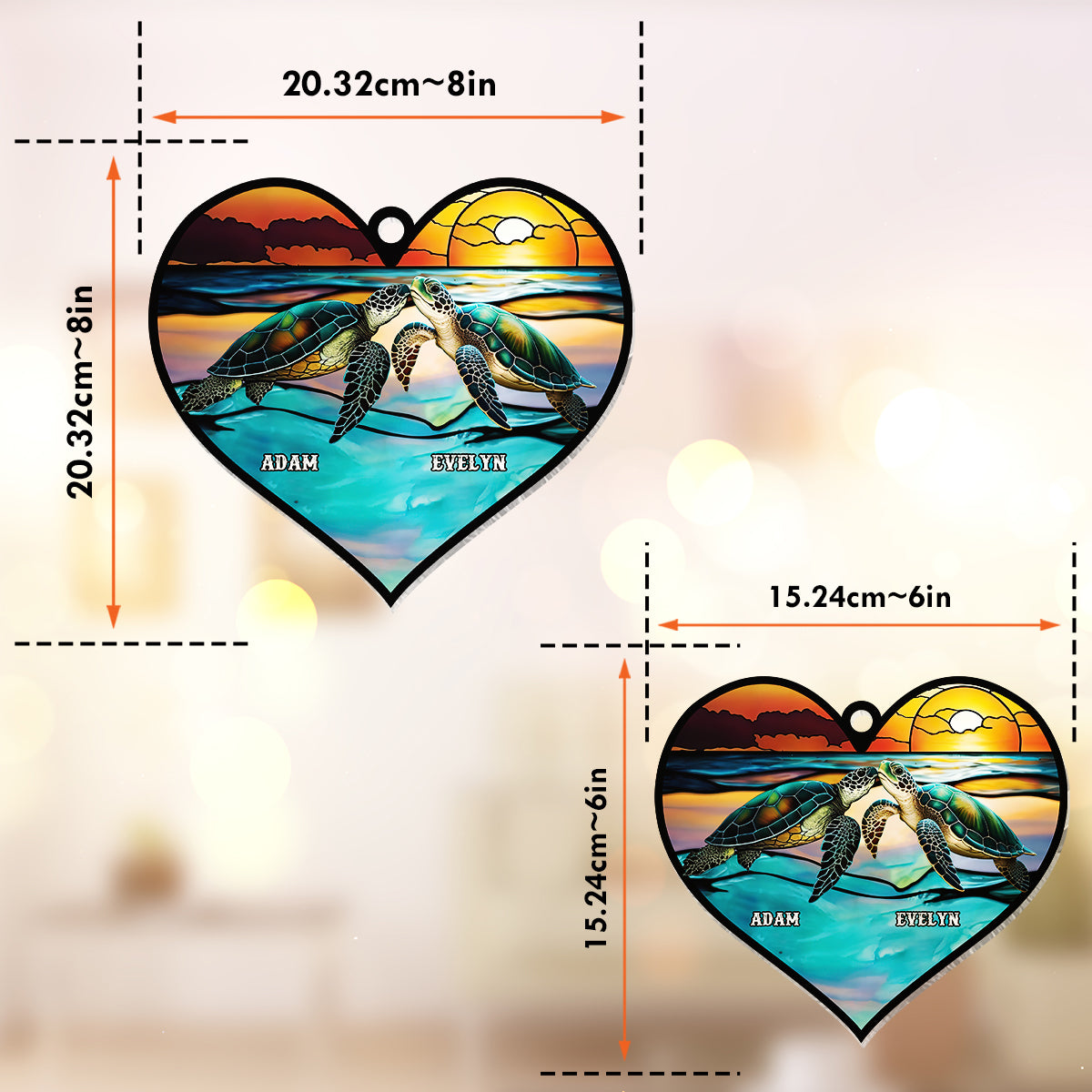 I Love You To The Beach And Back - Personalized Turtle Window Hanging Suncatcher Ornament