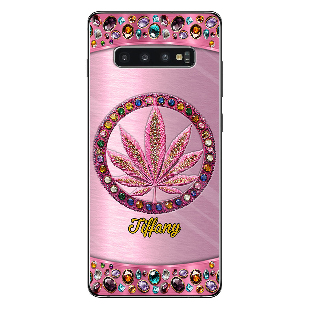 Stoner Chick – Personalisierte, durchsichtige Handyhülle mit Weed-Motiv