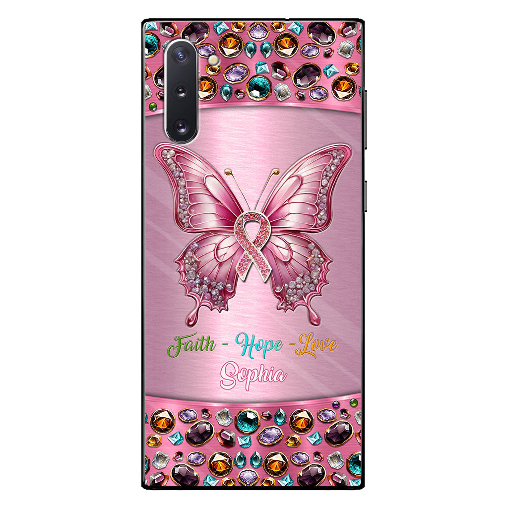 Coque de téléphone transparente personnalisée « Espoir de guérison » pour la sensibilisation au cancer du sein