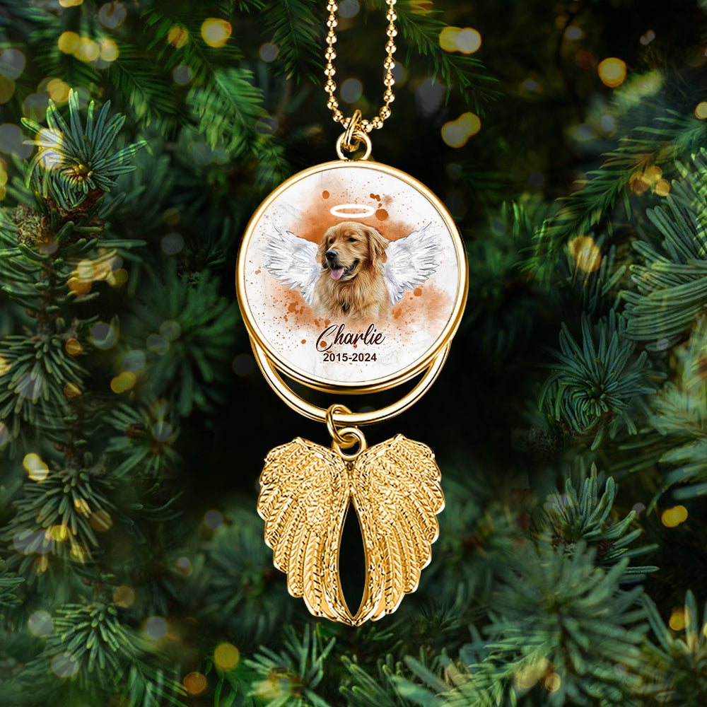 Tu as été emporté(e) sur des ailes d'ange - Ornement personnalisé en forme d'ailes de chien