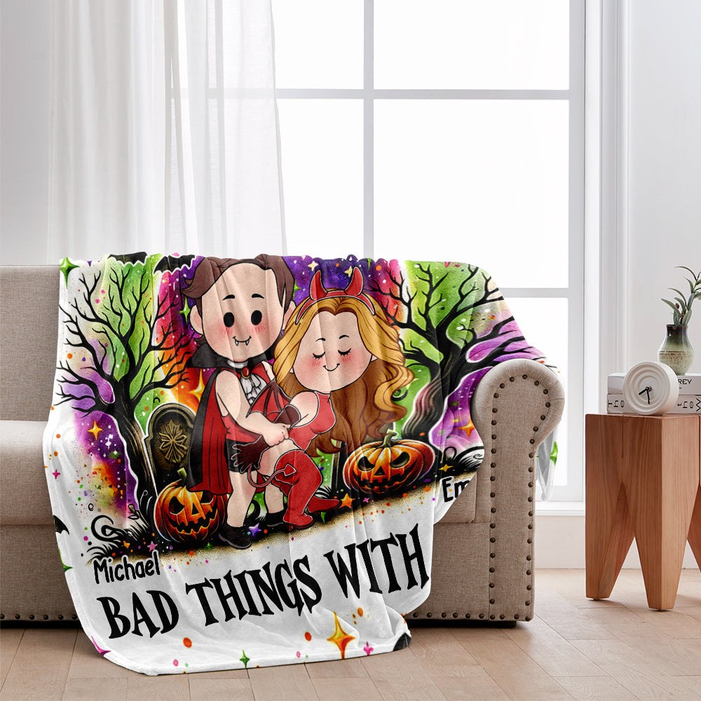 I Wanna Do Bad Things With You - Personalized Couple Blanket