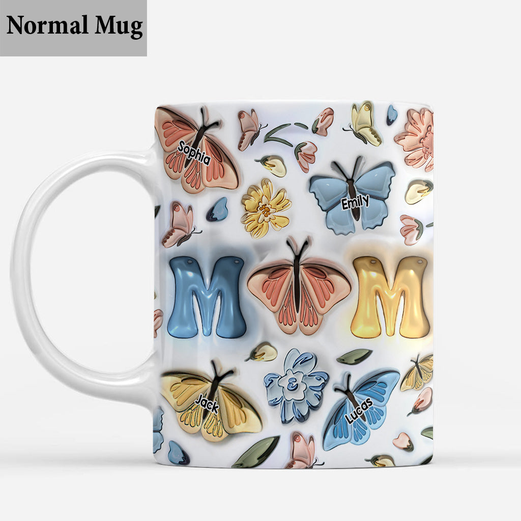 Mother And Children Butterfly - Personalized Mother Mug