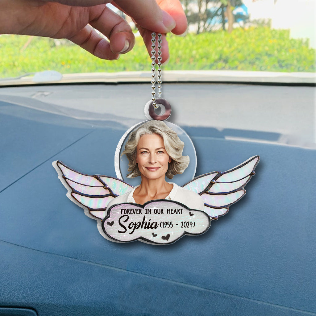 Forever In Our Heart - Personalized Memorial Transparent Car Ornament