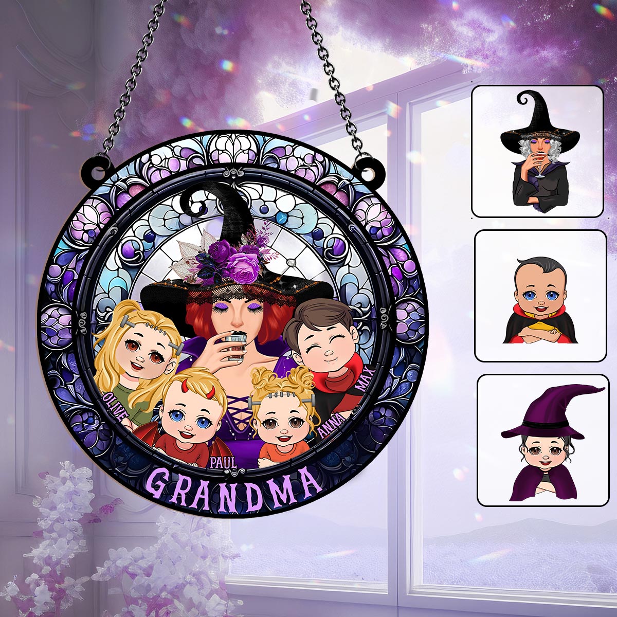 Grandma - Personalized Grandma Window Hanging Suncatcher Ornament