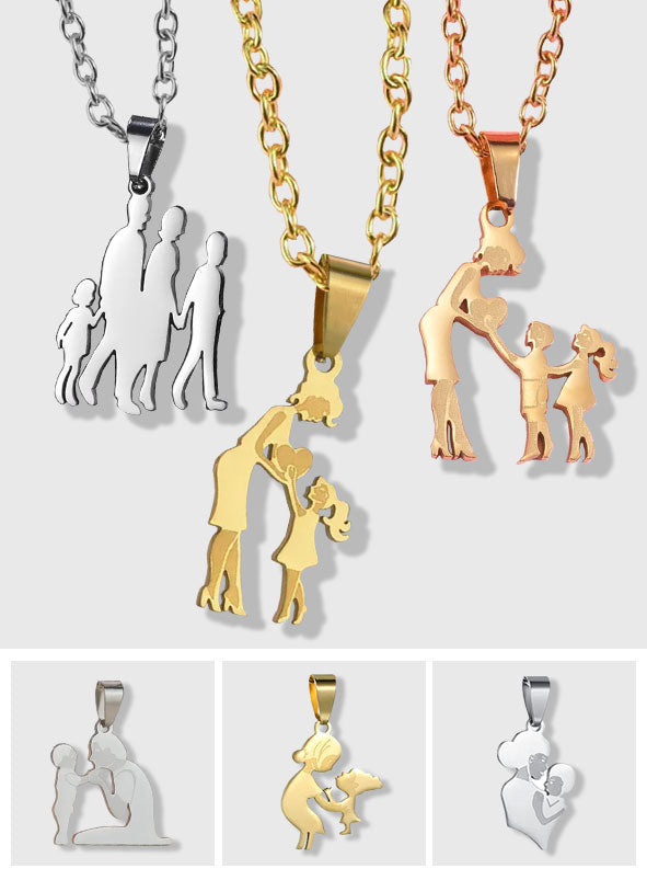Mom With Children Custom Pendants Necklace - Mother Mom With Children Custom Pendants Necklace