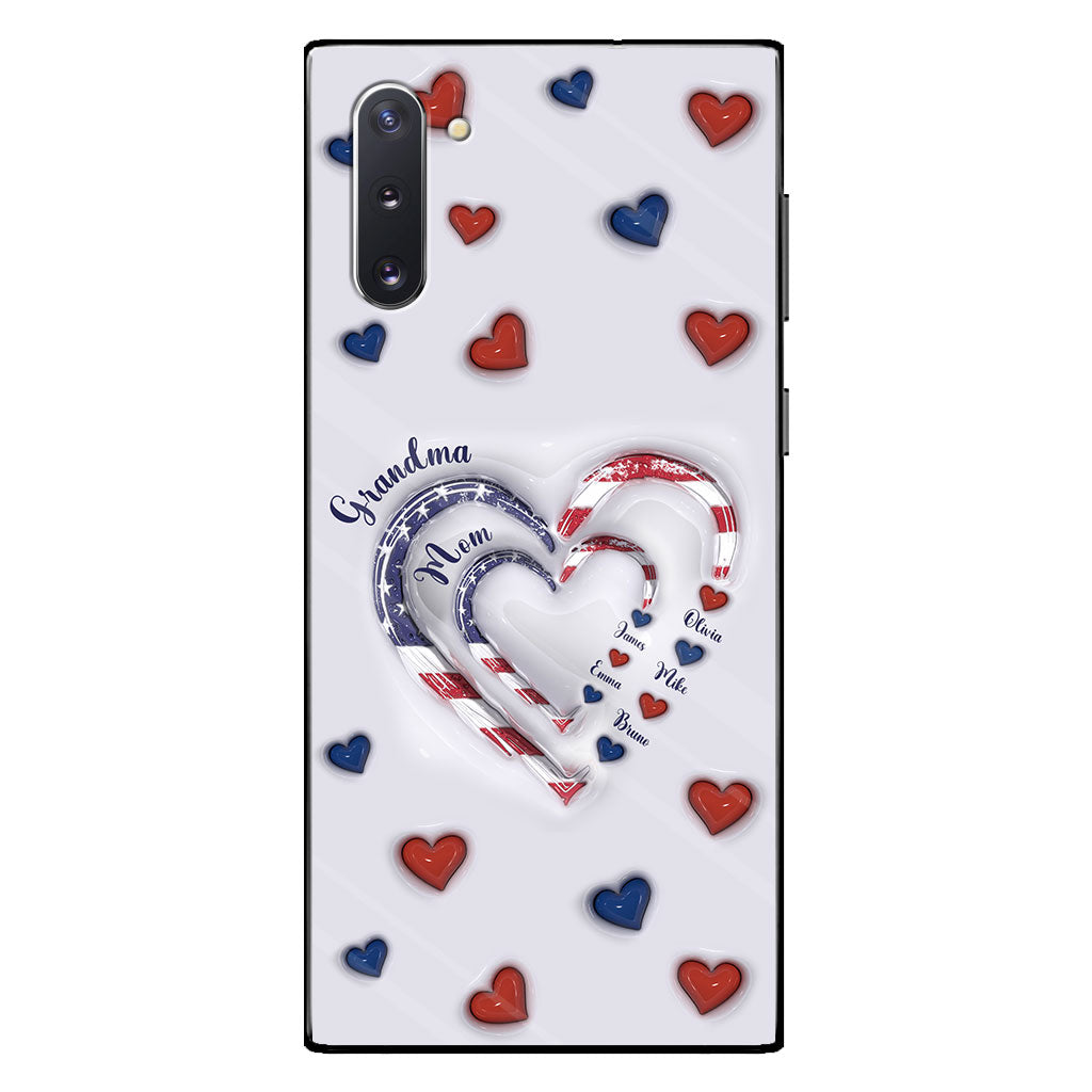 4th Of July Grandma's Hearts - Personalized Grandma Phone Case