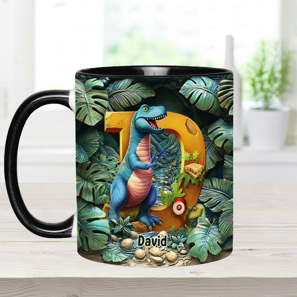 Mug personnalisé pour enfant avec lettre dinosaure