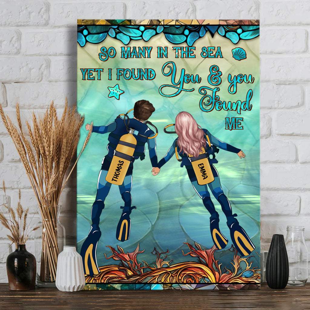 You & Me And The Sea - Personalized Scuba Diving Canvas And Poster