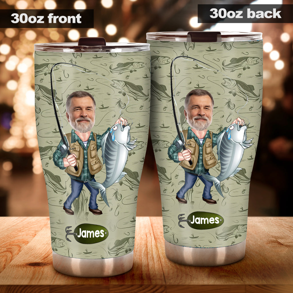 Funny Caricature Face - Personalized Fishing Tumbler