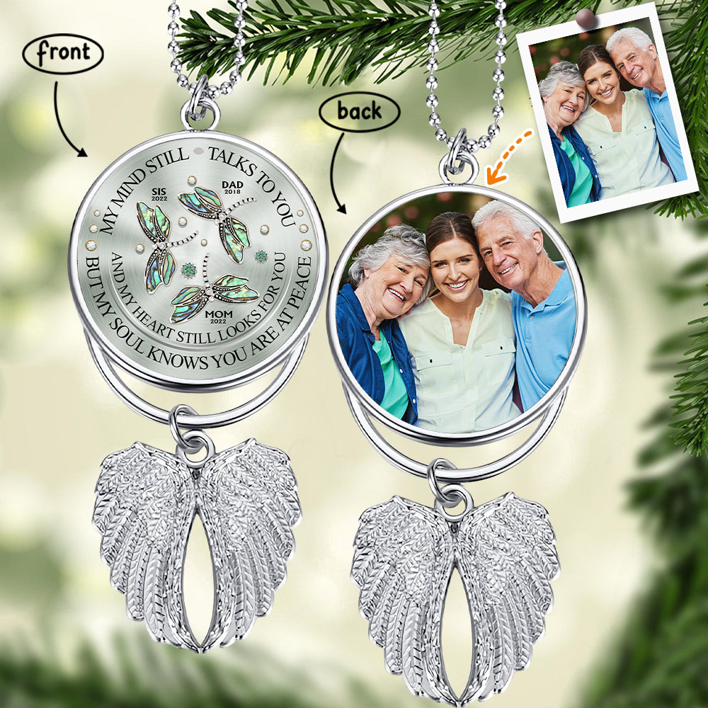 My Mind Still Talks To You - Personalized Memorial Wings Ornament