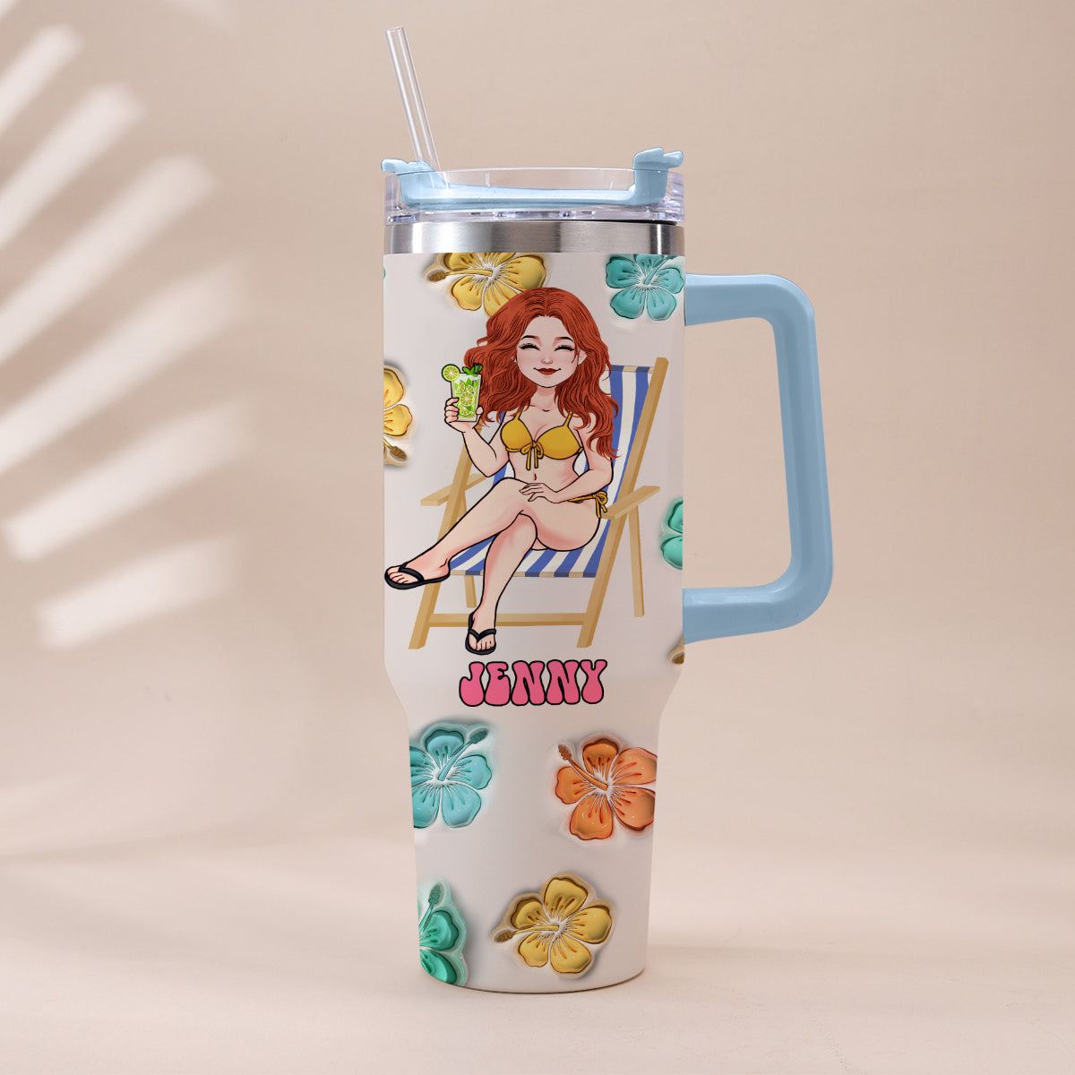 Summer Vibes - Personalized Sea Lover Tumbler With Handle