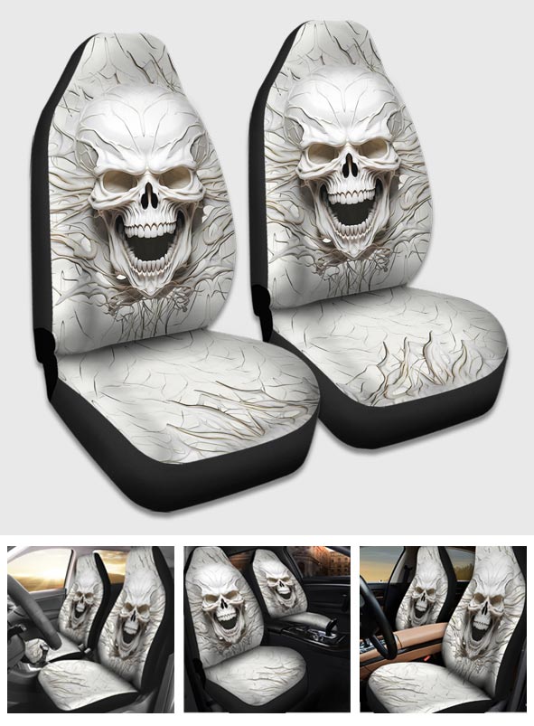 Weißer Totenkopf, 3D-Version – Totenkopf-Sitzbezüge