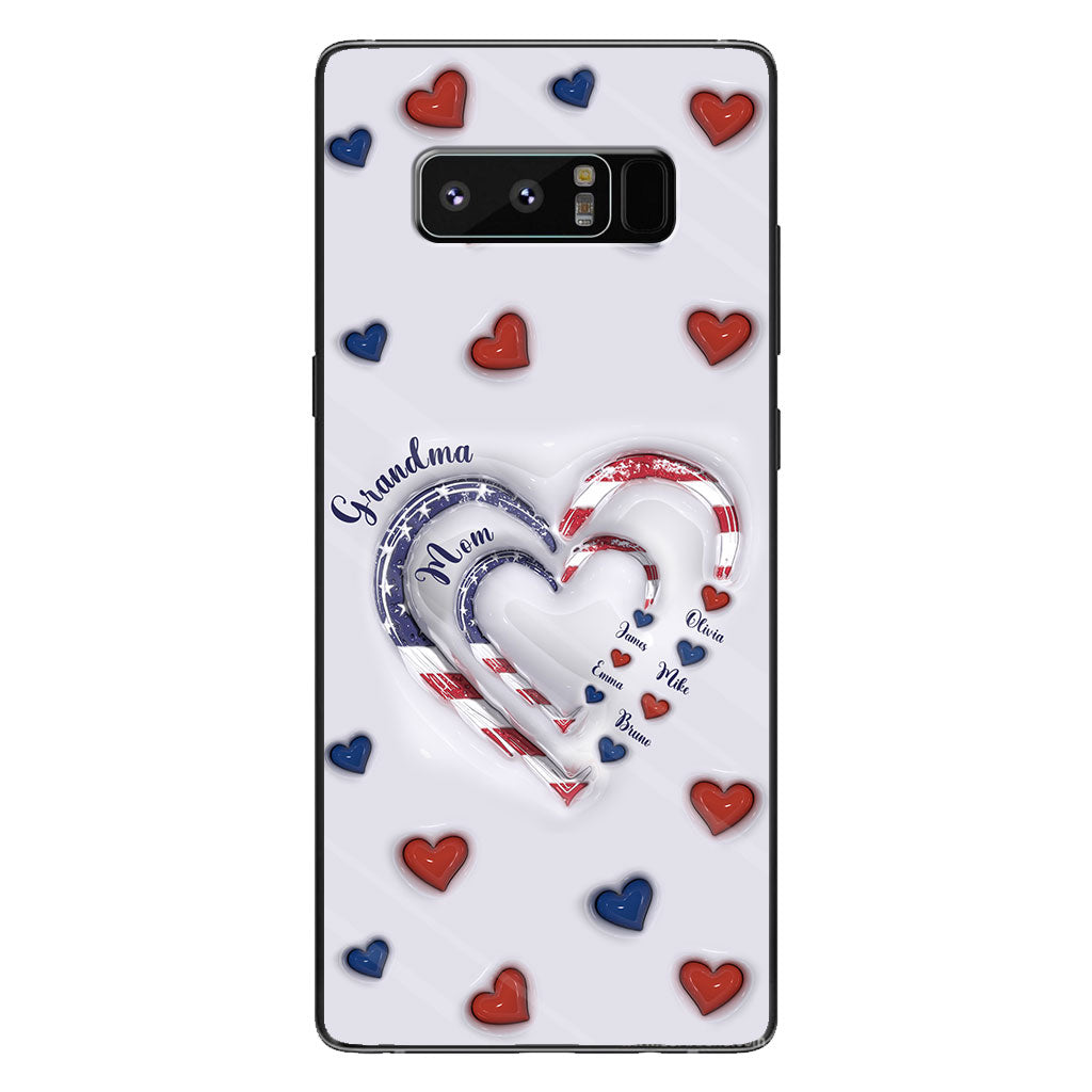 4th Of July Grandma's Hearts - Personalized Grandma Phone Case