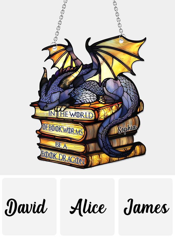 Dans le monde des amoureux des livres, soyez un dragon des livres ! - Décoration attrape-soleil personnalisée en forme de livre à suspendre à la fenêtre 