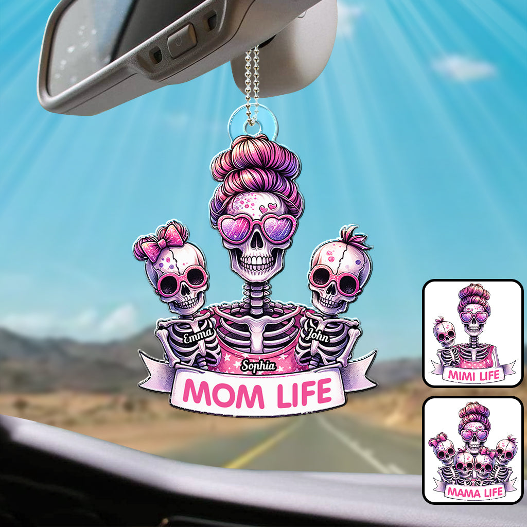 Vie de maman - Ornement de voiture personnalisé en forme de crâne - Décoration de voiture sur mesure