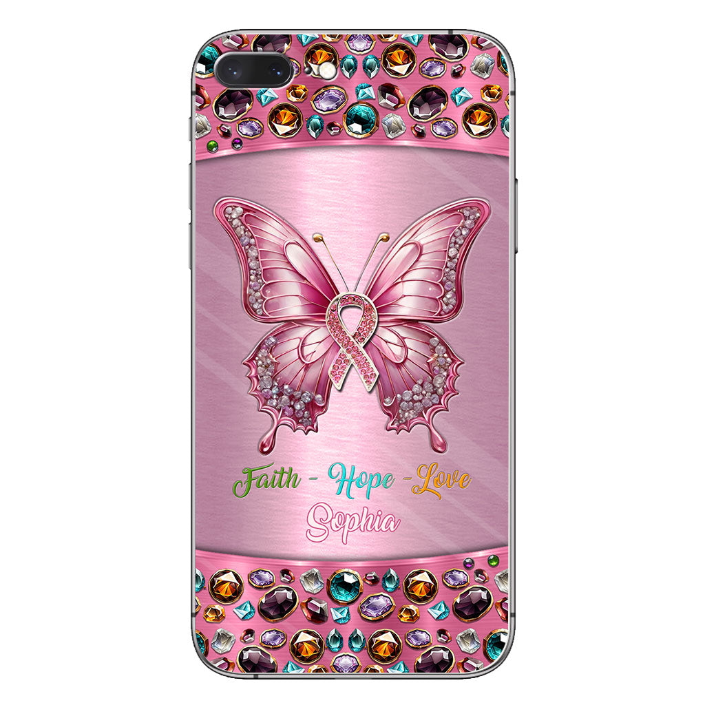 Coque de téléphone transparente personnalisée « Espoir de guérison » pour la sensibilisation au cancer du sein