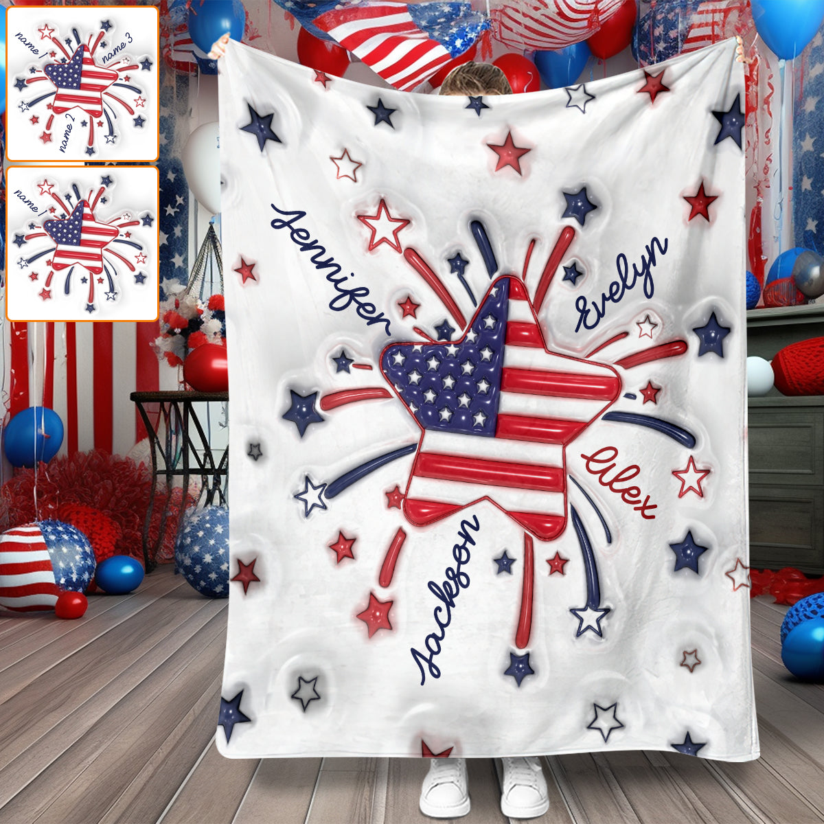 Grandma's Little Star 4th Of July - Personalized Grandma Blanket