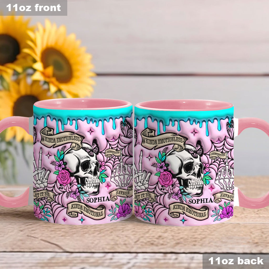 Kinda Emotional - Personalized Skull Accent Mug