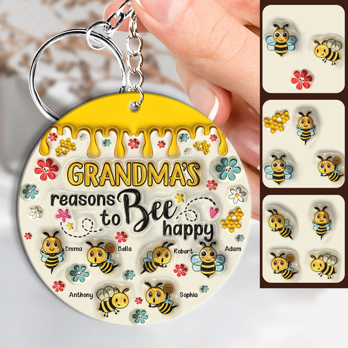 Les raisons de grand-mère d'être heureuse - Porte-clés personnalisé pour grand-mère