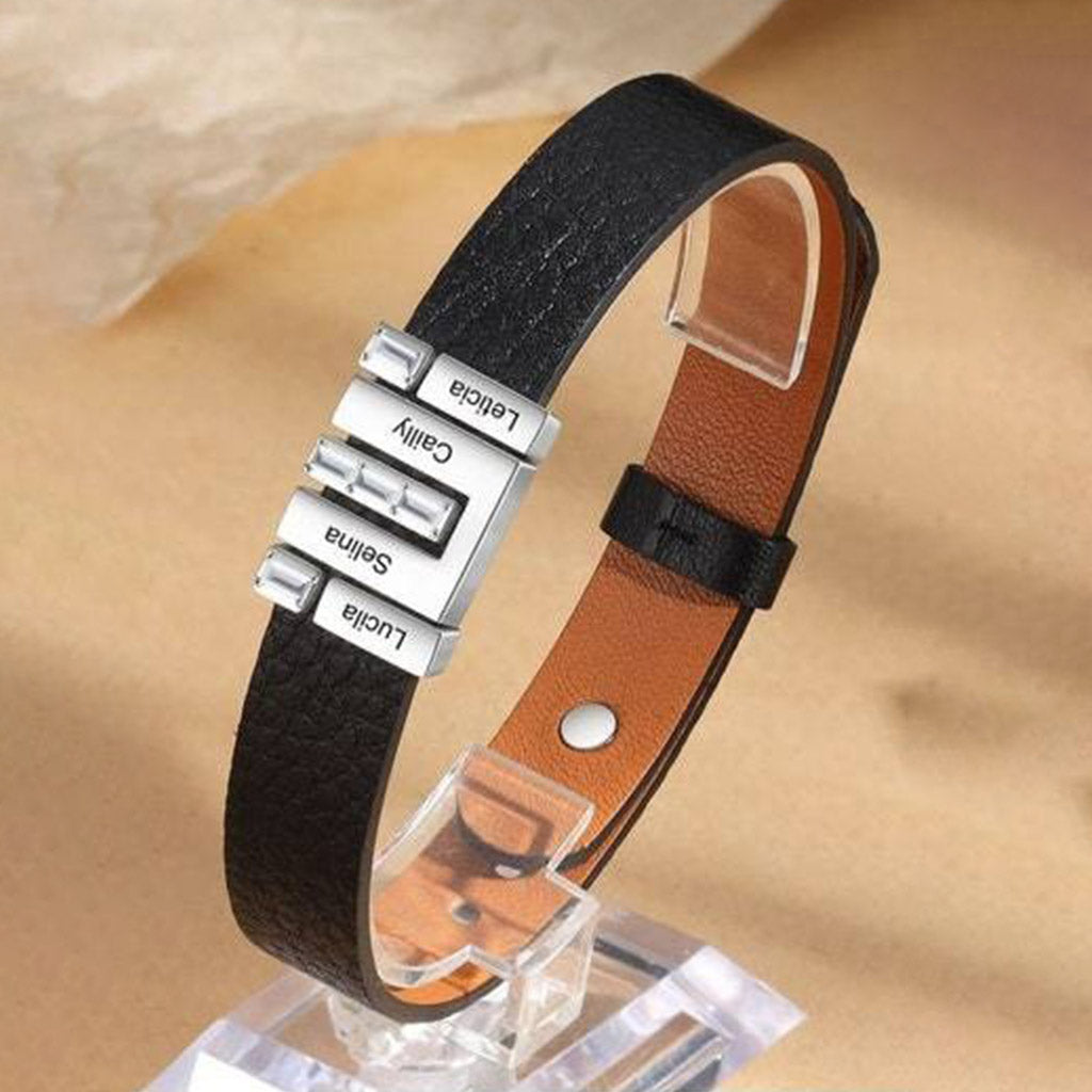 Dad's Bracelet With Charms - Personalized Father Men's Bracelet With Charms