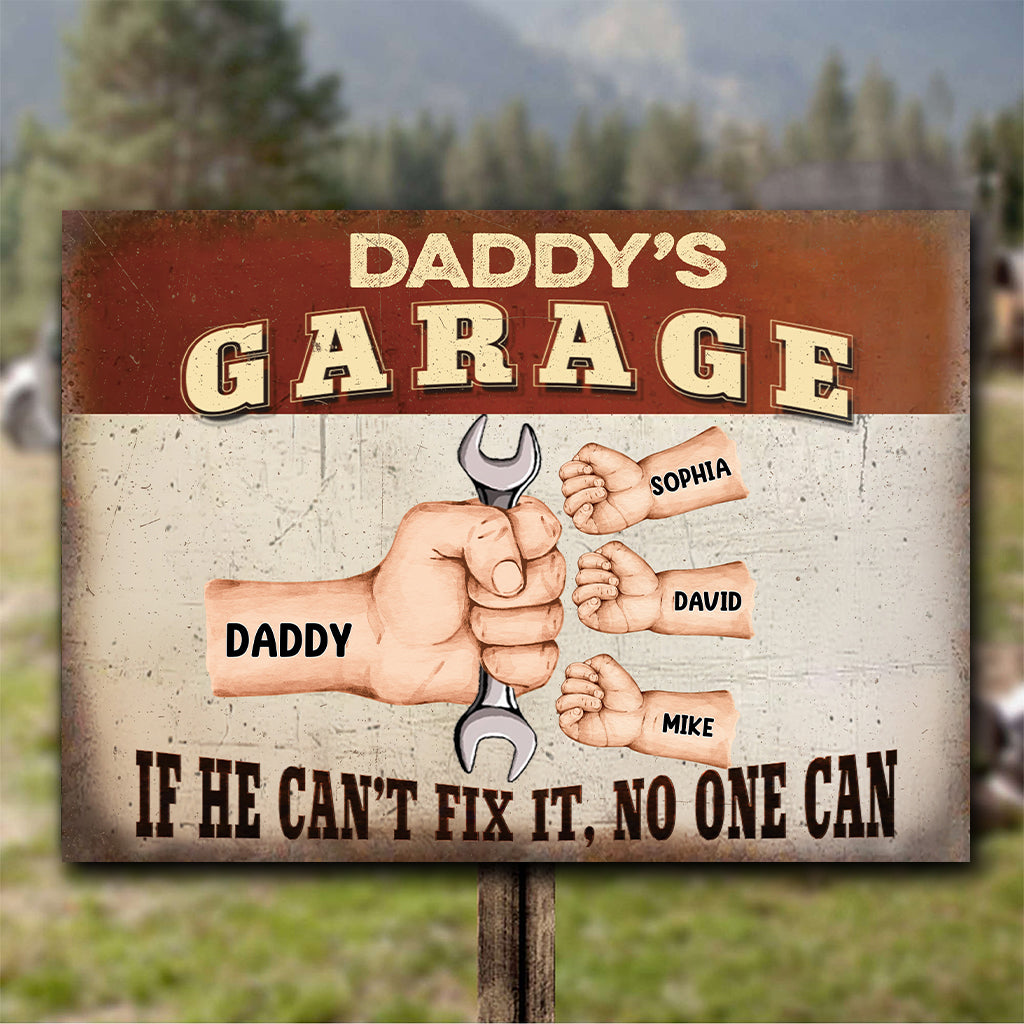 Daddy's Garage - Personalized Father Rectangle Metal Sign