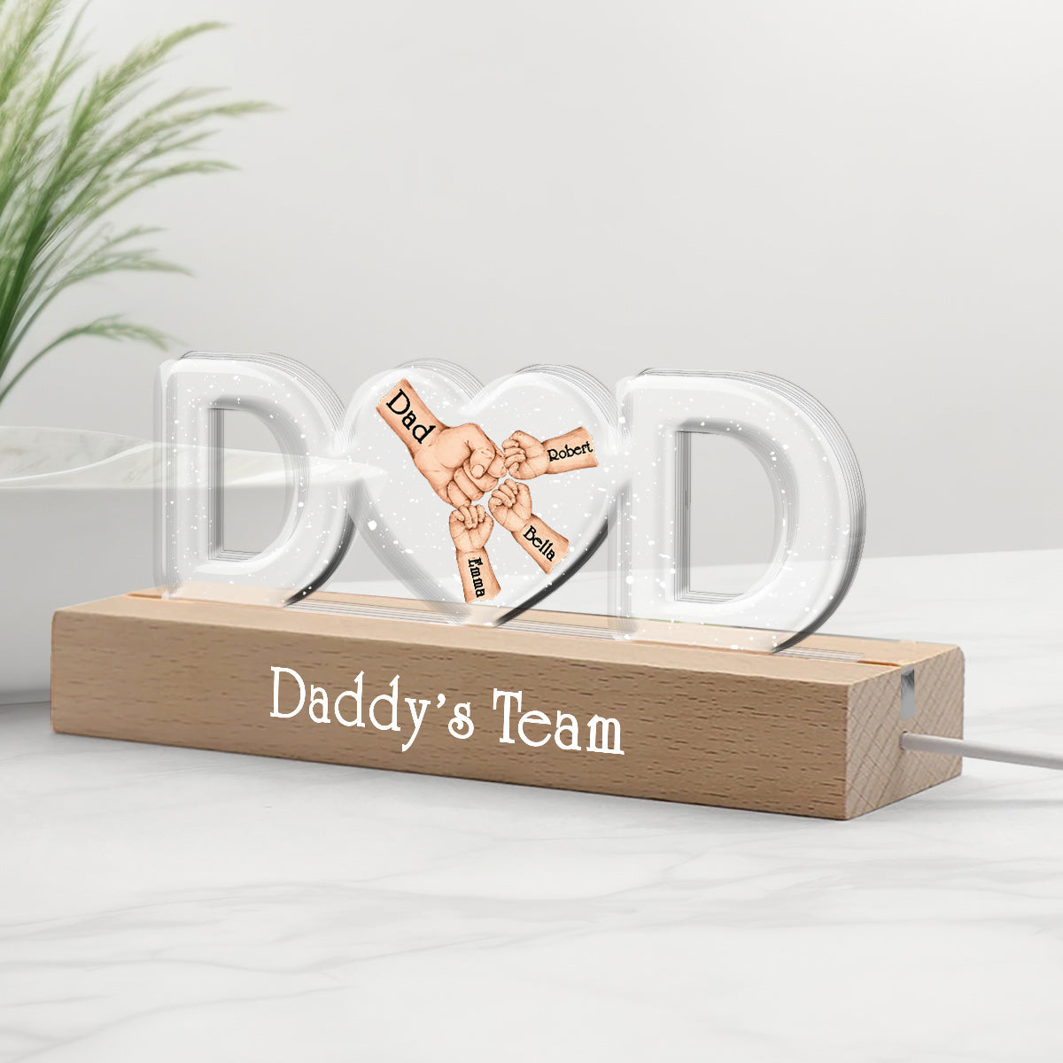 Daddy's Team - Personalized Father Custom LED Night Light