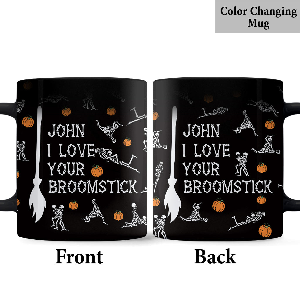 Love Your Pumpkins / Broomstick - Personalized Couple Mug