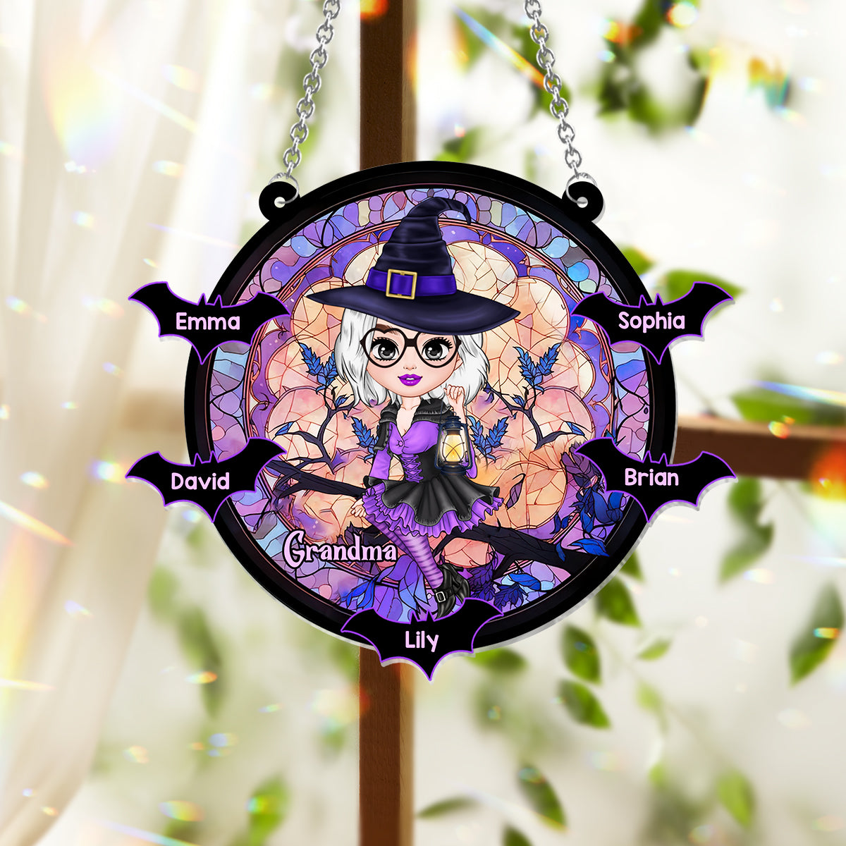 Grandma Witch - Personalized Grandma Window Hanging Suncatcher Ornament