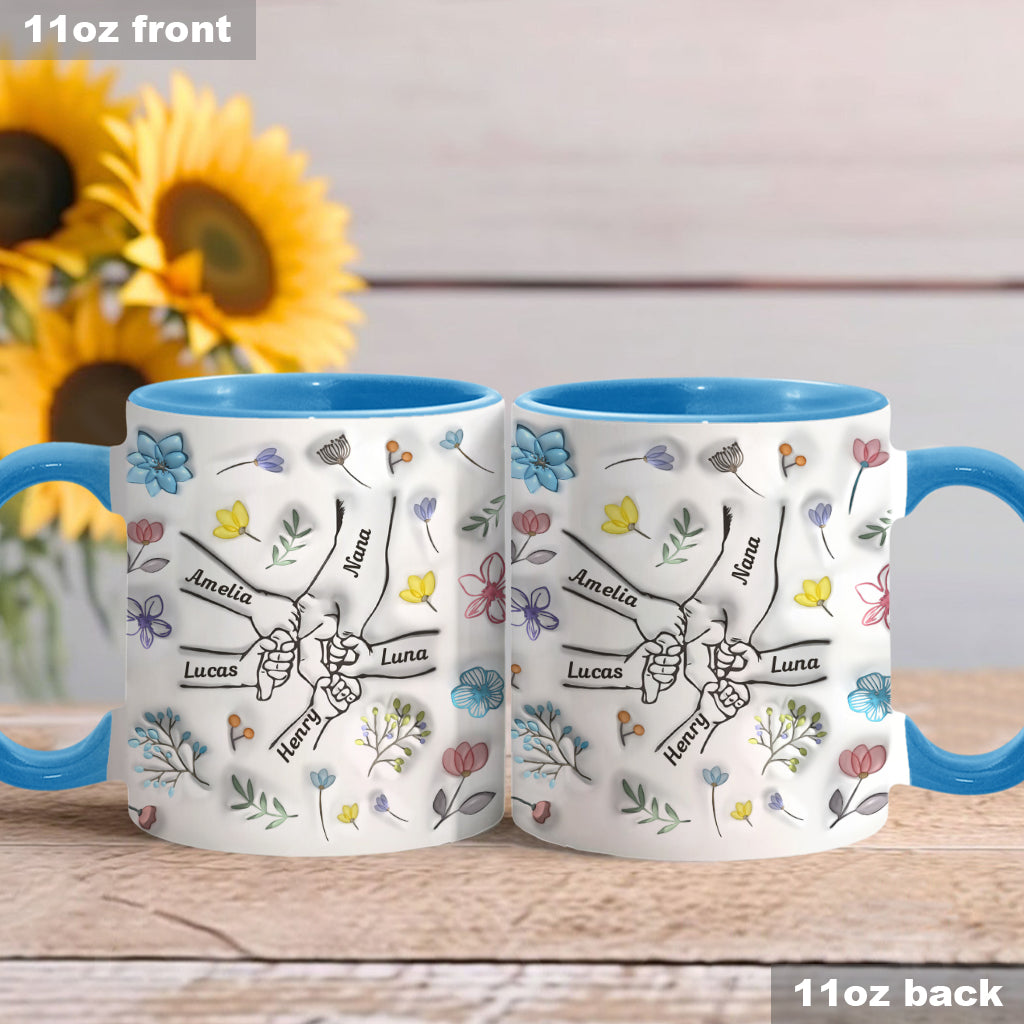Holding Hands Grandma Mom Nana - Personalized Grandma Accent Mug