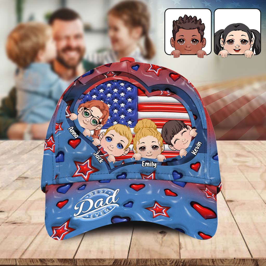 Best Dad Ever Red White Blue - Personalized Father Classic Cap