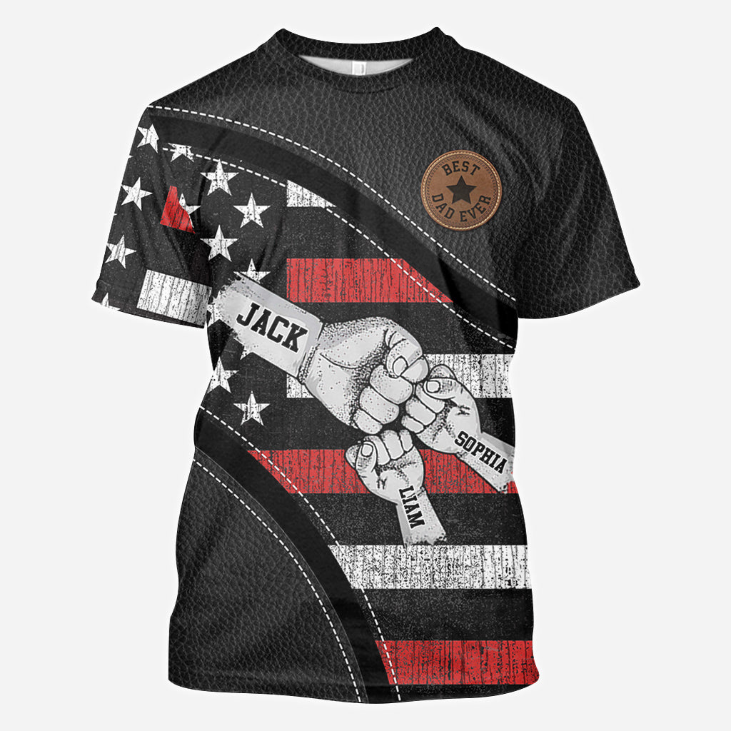 Fist Bump Dad And Children - Personalized Father All Over Shirt