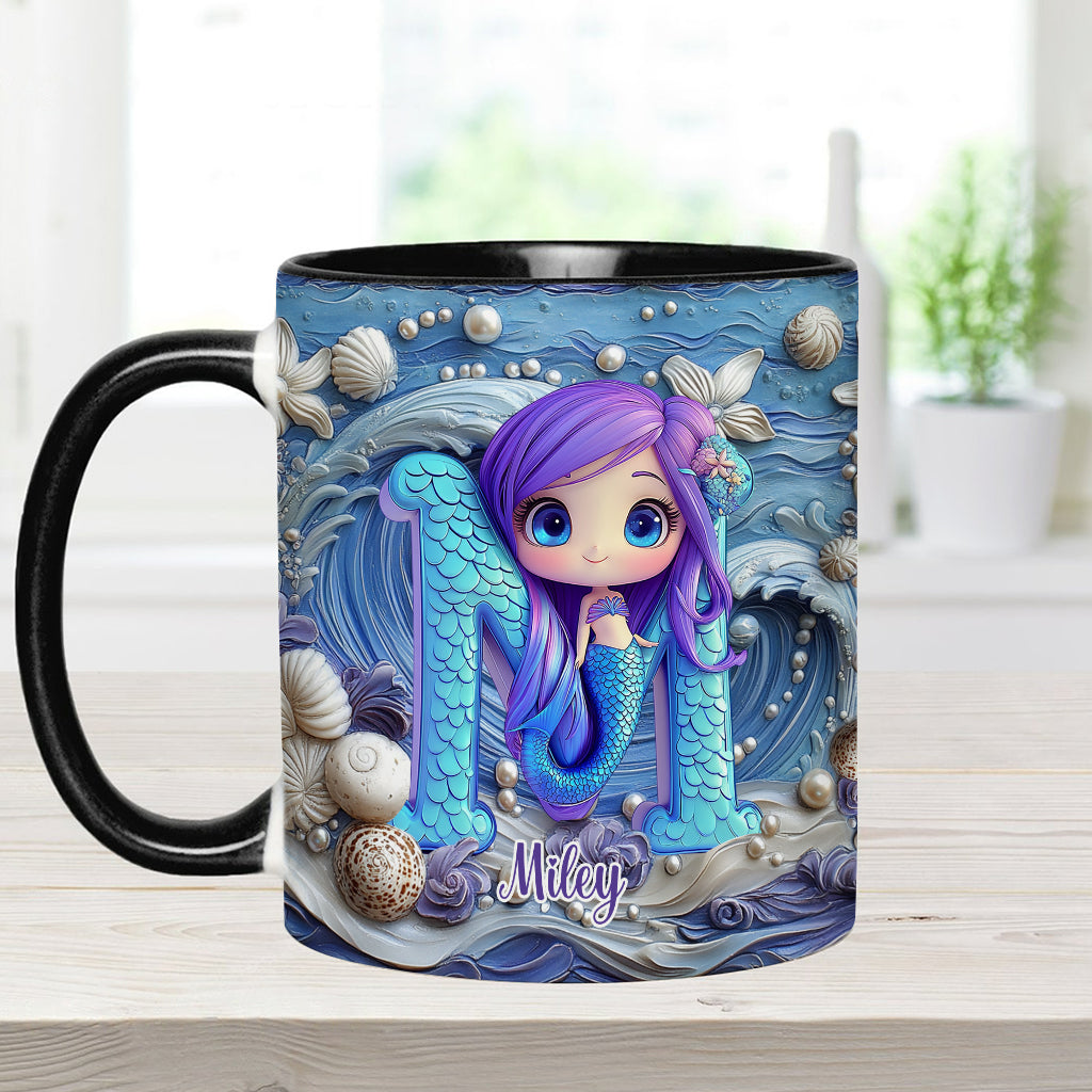 Mug personnalisé pour enfant avec une magnifique lettre sirène