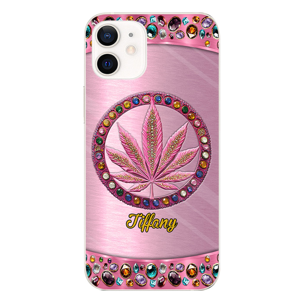 Stoner Chick – Personalisierte, durchsichtige Handyhülle mit Weed-Motiv