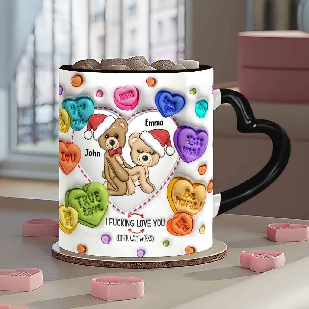 I Love You - Personalized Couple Heart Handle Mug