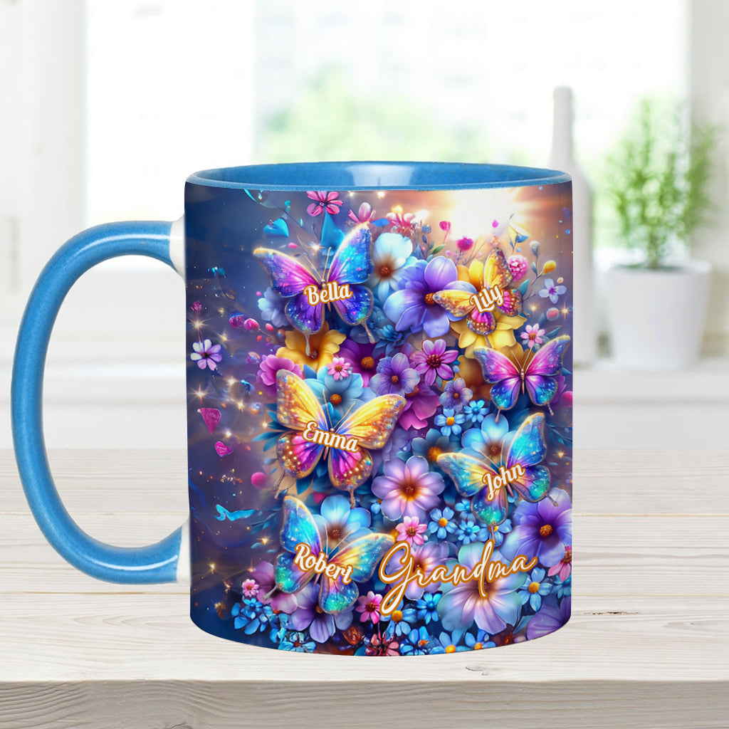 Love Being Called Grandma Colorful Butterfly - Personalized Grandma Accent Mug